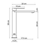 FONTANA YÜKSEK LAVABO BATARYASI (MAT SİYAH) FJ-SS1025