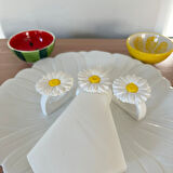 6 Lı Papatya Dekorlu El Yapımı Peçete Yüzüğü Halkası Sofra Dekoru Papatya Şeklinde Mutfak Sunum Dekoru