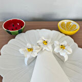 6 Lı Nergiz Çiçeği  Dekorlu El Yapımı Peçete Yüzüğü Halkası Sofra Dekoru Nergiz  Şeklinde Mutfak Sunum Dekoru
