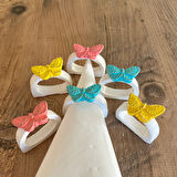 6 Lı Rengarenk Kelebek Dekorlu El Yapımı Peçete Yüzüğü Halkası Sofra Dekoru Kelebek Şeklinde Mutfak Sunum Dekoru