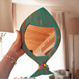 Ahsap Balık Şeklinde Ayna Duvar Dekoru