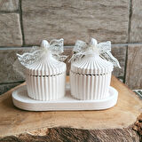 3 Parça Papatya Ve Gül Kutulu Mum Seti