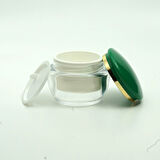 10 ADET BOŞ AKRİLİK KREM KAVANOZU, 50 ML, OVAL SİLİNDİR MODEL, YEŞİL KAPAK