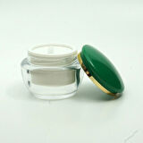 10 ADET BOŞ AKRİLİK KREM KAVANOZU, 50 ML, OVAL SİLİNDİR MODEL, YEŞİL KAPAK
