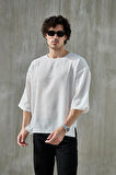 Erkek Kısa Fakir Kol Oversize T-shirt Bisiklet Yaka