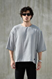 Erkek Kısa Fakir Kol Oversize T-shirt Bisiklet Yaka