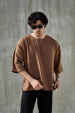 Erkek Kısa Fakir Kol Oversize T-shirt Bisiklet Yaka