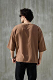 Erkek Kısa Fakir Kol Oversize T-shirt Bisiklet Yaka