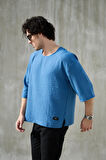Erkek Kısa Fakir Kol Oversize T-shirt Bisiklet Yaka