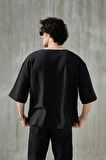 Erkek Kısa Fakir Kol Oversize T-shirt Bisiklet Yaka