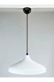  Modern Metal Sarkıt, Salon, Hol, Mutfak Avizesi, Beyaz Renk Metal Avize, 36 Cm Çapında Metal Avize