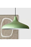  Modern Metal Sarkıt, Salon, Hol, Mutfak Avizesi, Fıstık Yeşili Metal Avize 36 Cm Çapında Metal Avize