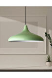  Modern Metal Sarkıt, Salon, Hol, Mutfak Avizesi, Fıstık Yeşili Metal Avize 36 Cm Çapında Metal Avize
