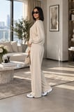 Kadın Oversize Yarasa Kol Bluz ve Bol Paça Pantolon İkili Takım