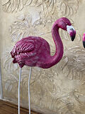Flamingo Egik Başlı Bahçe Biblo Fuşya