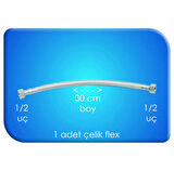 FLEX ÇELİK 1/2* 1/2 UÇ 30 CM BOY 1 ADET TAHARET VE KLOZET BAĞLANTISI