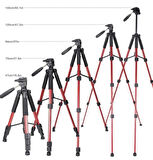Q111 Profesyonel Alüminyum Tripod 5 Kg Taşıma Kapasiteli Çantalı Premium Tripod 140cm Yükseklik Kapasiteli Kırmızı