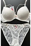 Le jardin Kadın 5055-B Destekli Dolgulu Dantelli İpli Sütyen Takımı