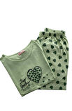 Kadın Kalp Desenli Kısa Kollu Pijama Takım - 5645 - STLLA PNK