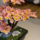 Flora Bonsai-2 Masaüstü Kullanıma Uygun Doğal Ağaç Gövdeli Yapay Bonsai Ağacı - 40x50 Cm