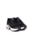 Kız Çocuk Siyah Beyaz Fileli Rahat Günlük Sneaker Nefes Alan Spor Ayakkabı