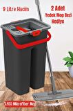 Flat Tablet Mop Yer Duvar Silme Temizlik Kova Seti 2 Adet Microfiber Yedek Bez Paspas