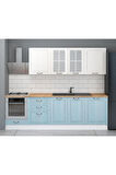 Fly Mobilya 270 Cm Pastel Tezgahlı Ankastre Modüllü Mdf Kapaklı Hazır Mutfak Dolabı (TEZGAH DAHİL)