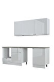 Fly Mobilya 240 Cm %100 Mdf Tezgahlı Efil Ankastre Mutfak Dolabı