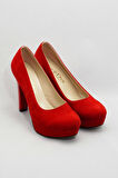 Kadın Moda Şık Kırmızı Klasik Topuklu Ayakkabı Topuklu Düğün Nişan Gece Abiye Ayakkabısı