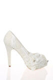 Kadın Moda Beyaz Sedef Inci Taş Işlemeli Gelin Ayakkabı Topuklu Düğün Nişan Gece Abiye Ayakkabısı