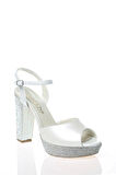 Kadın Moda Şık Beyaz Topuklu Zarif Tasarım Yüksek Topuk Düğün Nişan Gece Abiye Ayakkabısı
