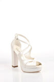 Kadın Moda Şık Beyaz Topuklu Zarif Tasarım Yüksek Topuk Düğün Nişan Gece Abiye Ayakkabısı