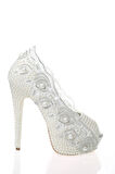 Kadın Moda Beyaz Sedef Inci Taş Işlemeli Gelin Ayakkabı Topuklu Düğün Nişan Gece Abiye Ayakkabısı