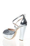 Kadın Moda Şık Gümüş Ayna Yüz Lazer Topuklu Zarif Tasarım Düğün Nişan Gece Abiye Ayakkabısı