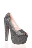 Kadın Moda Şık Gümüş Full Taş Yüksek Topuk Topuklu Düğün Nişan Gece Abiye Ayakkabısı