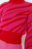 Kadın Moda Şık Crop Dik Yaka Uzun Kol Zebra Zebra Desenli Crop Triko Kazak