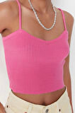 Kadın Moda Şık Crop V Yaka Slim Crop Bağlama Detaylı Bluz-Hırka Triko Takım