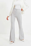 Kadın Yeni Moda İspanyol Paça Regular Boy Dokuma İspanyol Paça Flare Pantolon