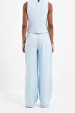 Kadın Yeni Moda Geniş Paça Uzun Boy Dokuma Geniş Paça Wide Leg Pilili Pantolon