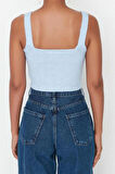 Kadın Moda Şık Crop Bisiklet Yaka Slim Crop Yumuşak Dokulu Bluz-Hırka Triko Takım