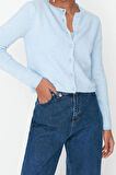 Kadın Moda Şık Crop Bisiklet Yaka Slim Crop Yumuşak Dokulu Bluz-Hırka Triko Takım