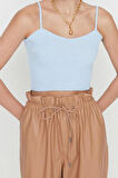Kadın Moda Şık Crop V Yaka Slim Crop Bağlama Detaylı Bluz-Hırka Triko Takım