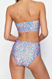 Yeni Leopar Straplez Yüksek Bel Hipster Desenli Straplez Yüksek Bel Hipster Bikini Takımı