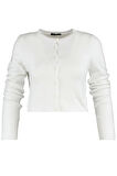 Kadın Moda Şık Crop Bisiklet Yaka Slim Crop Yumuşak Dokulu Bluz-Hırka Triko Takım