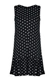Yeni Rahat Günlük Polyester Kaşkorse Örme Bisiklet Yaka Kolsuz Kol Eteği Fırfırlı Mini Boy Elbise