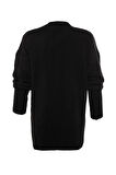 Kadın Moda Şık Dik Yaka Reglan Kol Regular Geniş Kalıp Yumuşak Dokulu Basic Triko Kazak
