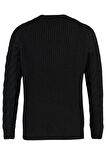 Erkek Moda Şık Regular Bisiklet Yaka Uzun Kol Saç Örgü Unisex Triko Kazak