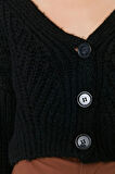 Kadın Moda Şık Crop V Yaka Regular Crop Yumuşak Dokulu Triko Hırka