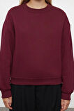 Kadın Moda Şık Relaxed Dik Yaka Düşük Kol Regular Kalın İçi Polarlı Rahat Kalıp Örme Sweatshirt