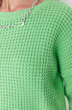 Kadın Moda Şık Crop Bisiklet Yaka Uzun Kol Dokulu Crop Geniş Kalıp Triko Kazak